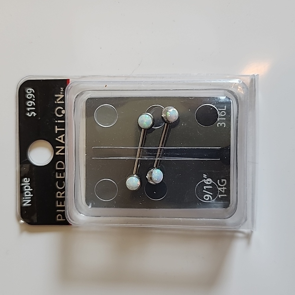Pierced Nation Opal Nipple Bars